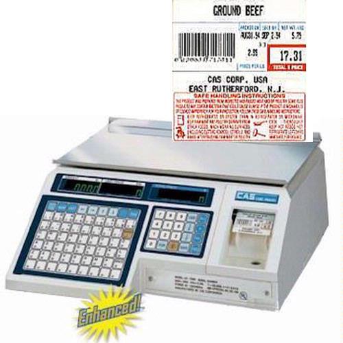CAS LP-1000N Label Printing Scale Legal for Trade , 30 x 0.01 lb with a FREE 1 case CAS LST-8040 UPC w/Safe Handling Label, 58 x 60 mm 