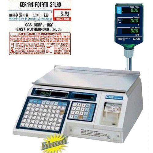 CAS LP-1000NP Pole Label Printing Scale Legal for Trade , 30 x 0.01 lb with a FREE 1 case CAS LST-8030 Non-UPC w/Safe Handling Label, 58 x 50 mm 