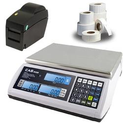 CAS JR-S-2000-30 NTEP Scale, 30 x 0.005 lb w/Printer & Case of Labels